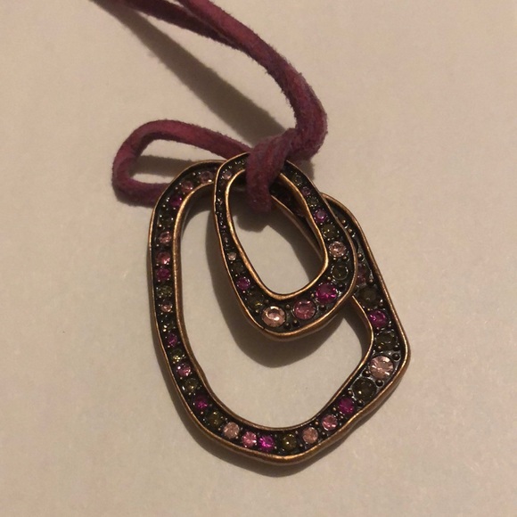 Lia Sophia Pink Cord Pendant Necklace - Picture 1 of 6